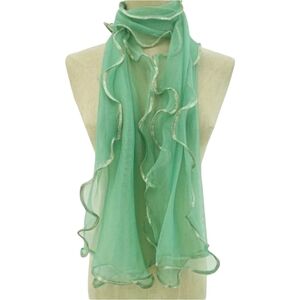 Scarf Ruffle Trim Sheer Seafoam Green